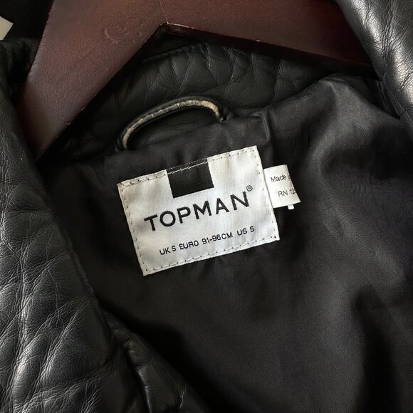 TOPMAN DISTRESSED FAUX LEATHER JACKET - Picture 4 of 5